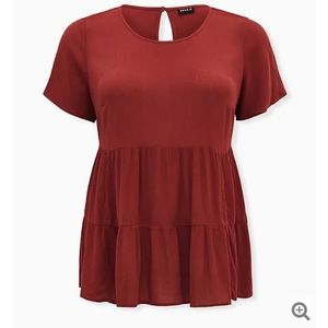 Torrid brick red shirred hem top